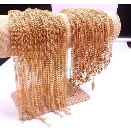 Wholesale 10pcs Womens Stainless Steel Gold Tone Oval Link Chain Necklace Thine 2mm wide 20