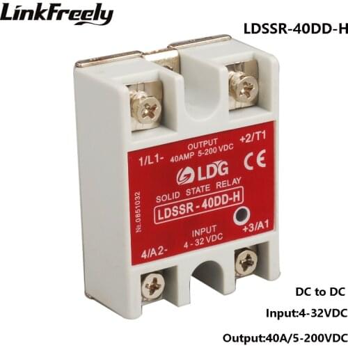 SSR-40DD-H 40A Programmable Solid State Relay 3V 3.3V 5V 12V 24VDC Input Output :5-200V DC DC SSR Voltage Relay Board SSR 40DD-H