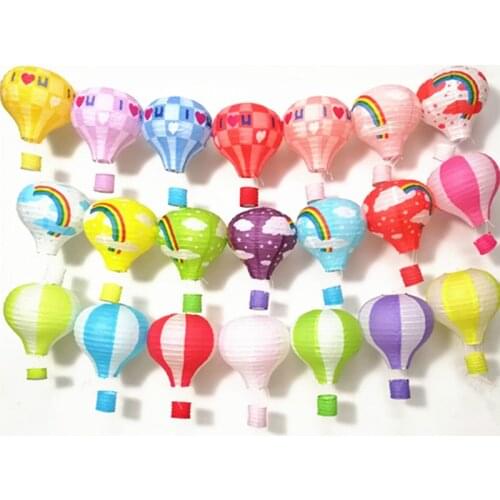 10-16''(25-40cm) Rainbow Hot Air Balloon Paper Lantern Bar Decora Kids Birthday Party Wedding Decoration Party Supplies Lanterns