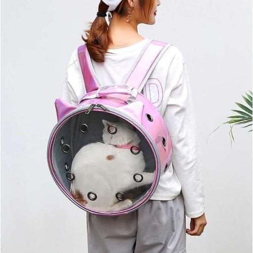 Pets carrier Backpack for cats carry bag for dog transparent cover with air holes portable traveling cat carrier bag