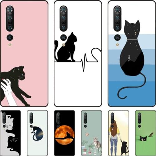 Lovely cat Phone Case For xiaomi mi11 5g 10 liti Ultra 9Pro SE 3 8 Note Anime Black Cover Silicone Back Pretty tpu