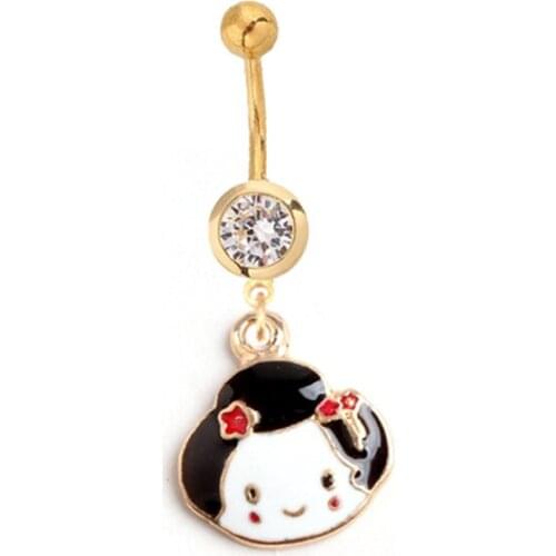 Boho Earrings in Navel 316L Stainless Steel Cute Baby Crystal Navel Bars Gold Belly Button Ring Navel Piercing Jewelry