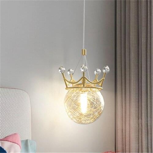 Nordic Crown LED Pendant Lamps For Living Room Bedroom Restaurant Simple Art Decoration Indoor Crystal Glass Lighting Luminaire