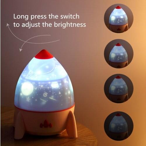 LED Starry Night Light USB Projection Lamp Childrens Gift Rocket Style Rotating Night Lights Starry Sky Romance Warm