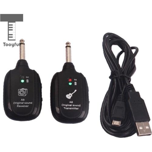 Tooyful UHF Wireless Digital Audio Transmitter Receiver System USB Cable for Guitar Bass Ukulele Mandolin Musical Instrument
