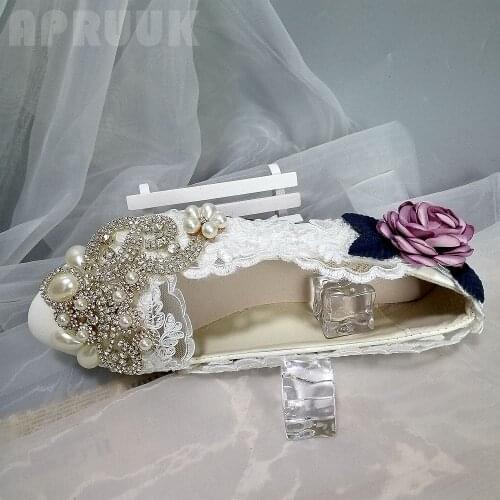 Flats shoes woman luxury designer purple flower silver crystal rhinestones wedding bridal flats shoes party dress shoes parties