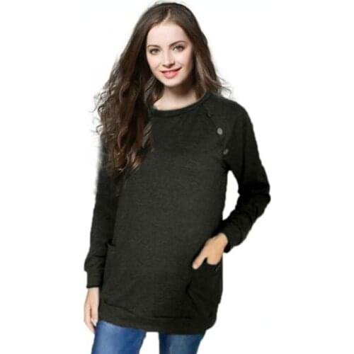 Women T-shirt Full Sleeve Round Collar Cotton Blend Black Green Purple Dark Gray Blue Solid Color Straight Street Wear Clothes