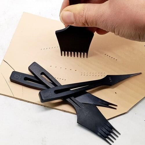 2.7/3.0/3.38/3.85mm 1 2 5 9 teeth Black color stainless steel Leather Stitching Chisel Prong Hand polished French Style