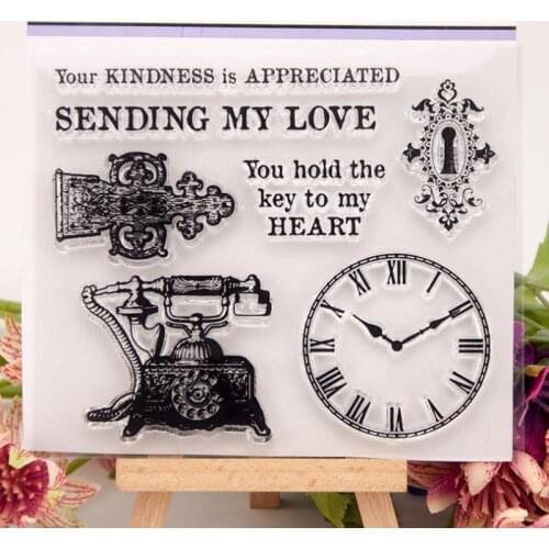 1pc Clock Phone Transparent Seal Clear Silicone Stamp Cutting DIY Scrapbook Rubber Coloring Embossing Decor Reusable 12*10.5cm