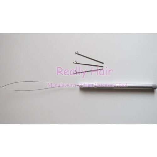 10pcs Aluminium Handle Multifunction Pulling Needle for Micro Rings Links Loop Hair Extension Tools 3 needles + 1 threader
