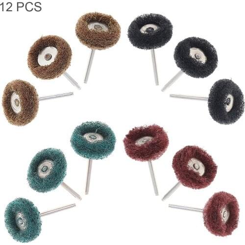 12pcs/set Nylon Fiber Polishing Wheel Abrasive Tools Accessories with 3mm Shank for Grinding Carving Polishing Wood Metal