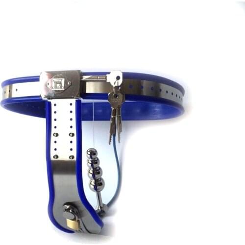 2 pcs/set Chastity belt female stainless steel+anal plug with Steel wire blue bdsm bondage restraints female chastity belt