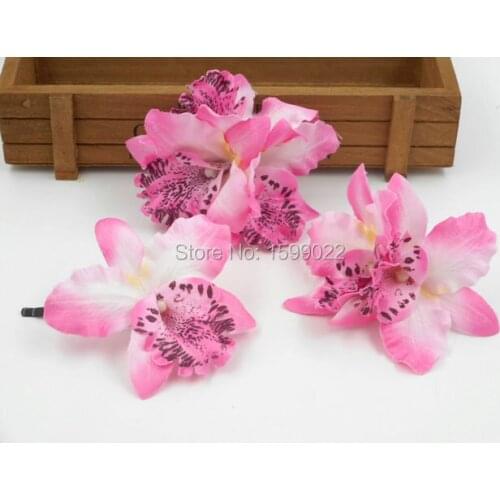 3pcs/lot Hawaii Orchid Flower Hair Clips Brooch Pins Pink Beach Wedding Bridal Head Accessories for Women Prom Party Headwear