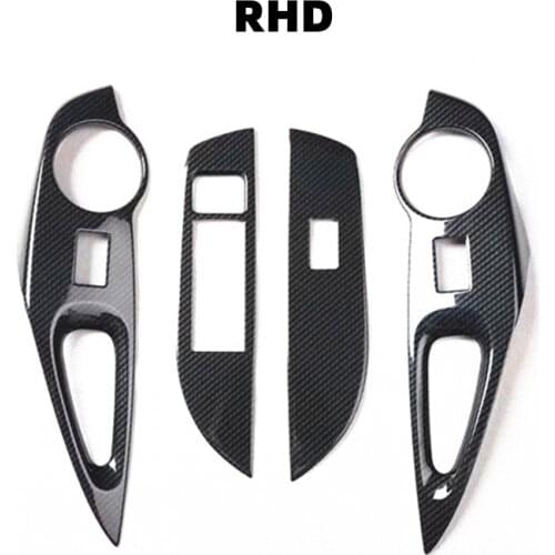 4 Pcs Carbon Fiber Black Inner Window Switch Panel Trim Fit For Toyota Corolla 2019 2020 High Quality ABS Interior Accessories