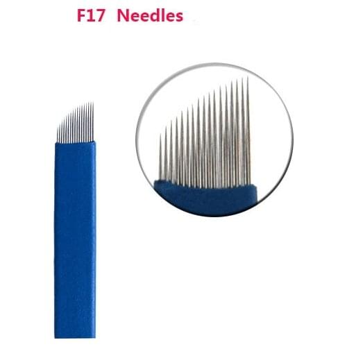 50 PCS 17 Pin 0.2mm Tattoo Needles Permanent Makeup Eyebrow Embroidery Blade For 3D Microblading Manual Tattoo Pen