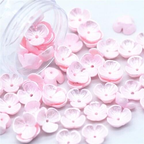 50PCS Baby Pink Pearl Flower Cabochons,Resin Flat back Scrapbooking Flower Miniatures|Nail Art Decoration Flowers 10mm