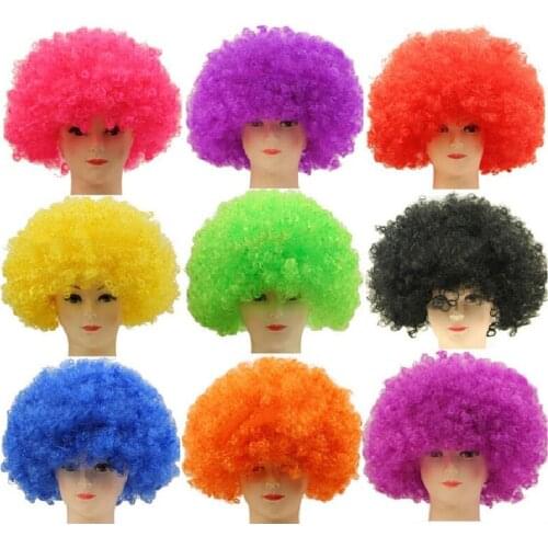 50pcs Clown Fans Carnival Wig Cosplay Circus Funny Fancy Dress Stage Joker Adult Child Costume Hair Wig Festive Prop ZA4988
