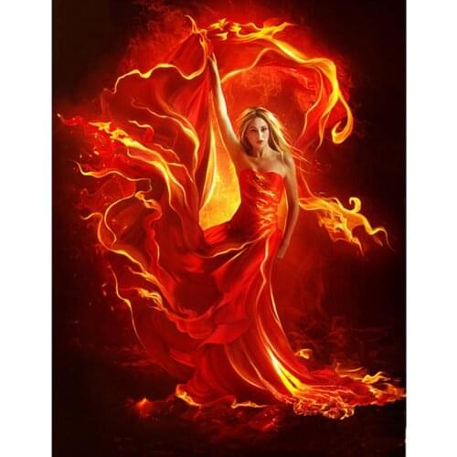 DIY Diamond Painting Fire god girl Full drill Diamond Embroidery Scenery Picture Of Rhinestones Cross Stitch Mosaic Home Decor
