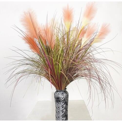 Large Artificial Reed Ornaments 5 Heads Artificial Plants Cattail Dog Tails for Flower Arrangement Decoration Onion Grass Decor