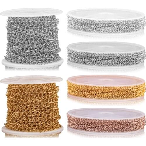 10m/roll Stainless Steel 18K Gold Bracelet Necklace Chains 2.5 3 4mm Extension Chain DIY Jewelry Making Accessories Wholesale