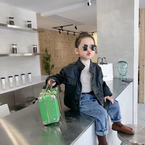 Unisex Toddler Baby Jackets Autumn Winter 2 3 4 5 6 Years Child Fashion Motorcycle Leather Jacket Boys New Arrival Coat Outwear