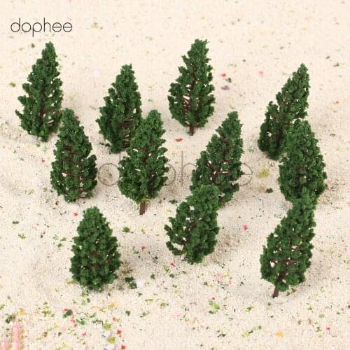 Dophee 50pcs Plastic Model Pine Trees HO Scale 78mm Architectural Model Park Railroad Scenery Building Layout