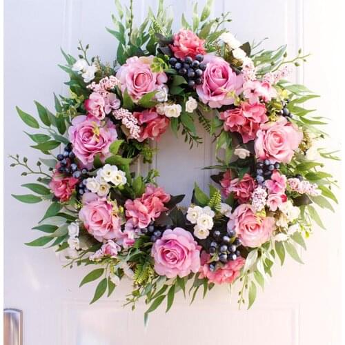 Artificial Flower Wreath Fake Rose Peony Wreath Window DIY Wedding Decoration Colorful Garland Home Wall Hanging Door Decor