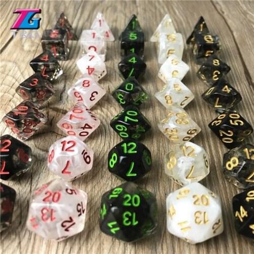 Hot Sale Top Quality Nebula Effect with Number D4,6,8,10,10%,12,20 Dice Set for RPG Board Game