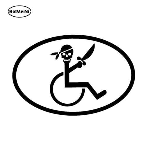 HotMeiNi 13x8cm Super Funny Handicap Pirate Symbol Car Sticker for Bumper SUV Door Motorcycle Car Decor Vinyl Black/Sliver