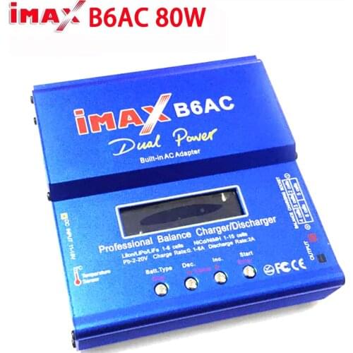 IMAX B6 AC RC Charger 80W B6AC 6A Dual Channel Balance Charger Digital LCD Screen Li-ion Nimh Nicd Lipo Battery Discharger