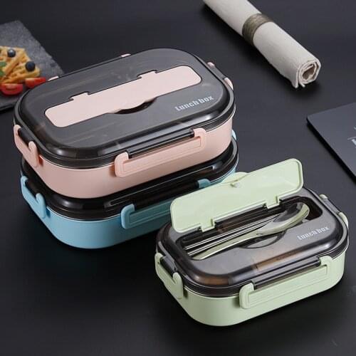 Insulated lunch box With Compartments 304 Stainless Steel Japanese Bento Box Food storage box Picnic tableware for Microwave