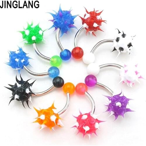 JINGLANG 50pcs/Lot Mix Sale Fashion Navel Rings Stainless Steel Barbell Multicolor Ball Belly Button Rings Piercing Jewelry