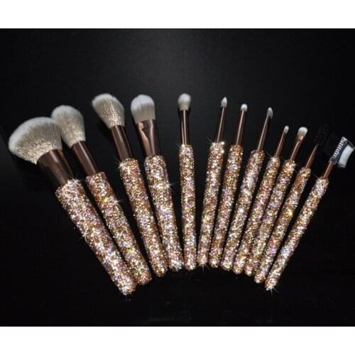 12pcs Diamond-studded makeup brushes Cosmetic Powder Eye Shadow Foundation Blush Blending Beauty Make Up Brush brides maid gifts