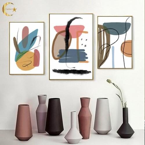 Creative Trendy Texture Abstract Geometric Brush Strokes Canvas Paintings Wall Art Poster Print Picture Living Room Home Decor