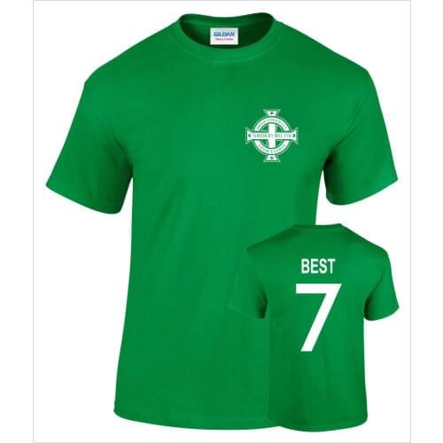 Fashion 2019 Top Tee Mens Northern Ireland No 7 Mens Retro Footballer T-Shirt Print T Shirt