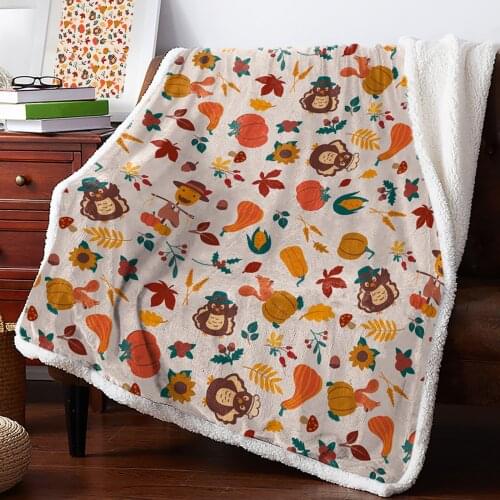 Thanksgiving Pumpkin Maple Leaf Turkey Throw Blanket Soft Fleece Blankets Winter Blanket Portable Picnic Blankets Bedclothes