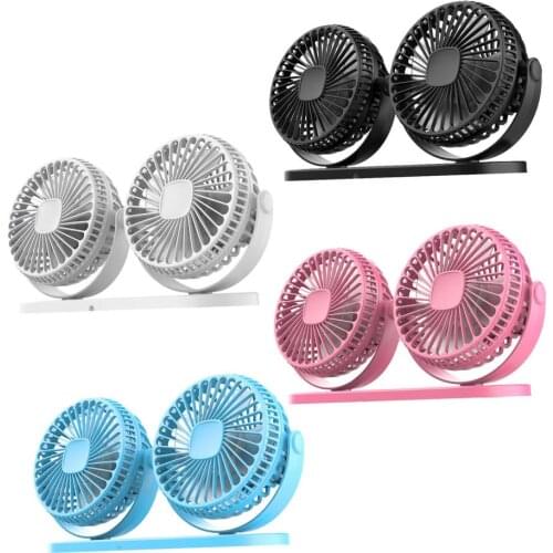 Portable Mini Car Fan Brushless Motor Double Head Fan 360 Degree Adjustable Mute Cooler Auto Dual Head USB Fan Small Desktop Fan