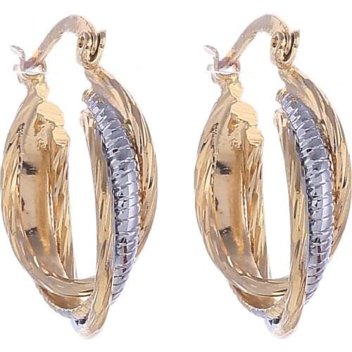 Simple Spiral Ear Earrings Fashion Copper Two Tone Hoop Earrings Jewelry