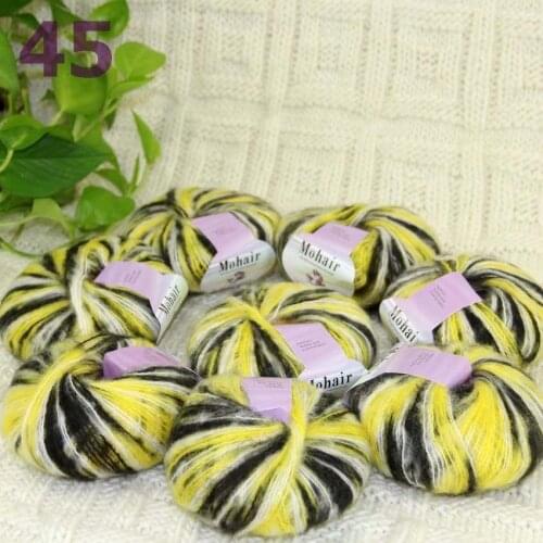 Sale New 8BallsX25g Luxury Soft Mohair Warm Wrap Shawl Hand Knit Crochet Yarn Black White Yellow 291-45-8
