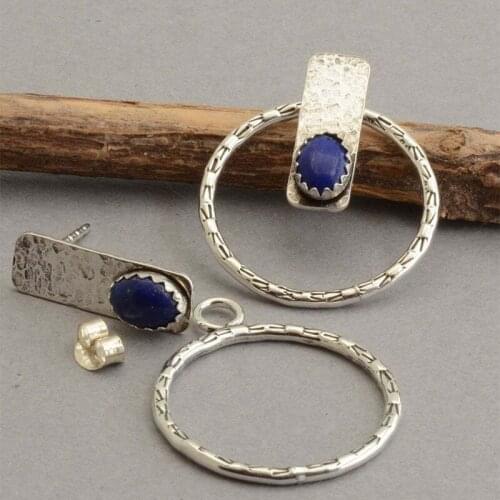 Vintage S925 Silver Plated Stud Earrings Simple Design Multipurpose Ear Stud for Women Wedding Party Cool Jewelry Gift B4D509