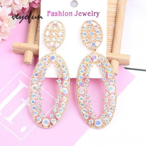 Veyofun Hollow out Rhinestone Dangle Earrings for Women Trendy Big ZA Drop Earrings Fashion Jewelry Gift