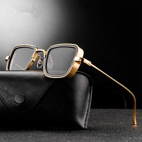 New Vintage Metal Punk Fishing Sunglasses Square Sun Glasses for Men Women Stylish Shades Male Female UV400 Outdoor Goggles