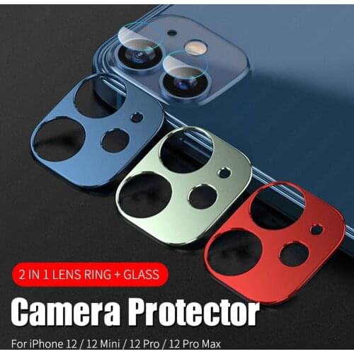 2in1 Back Camera Lens Glass + Metal Protection Case for IPhone 12 Pro Max Camera Screen Protector for IPhone 12 Mini Pro Cover