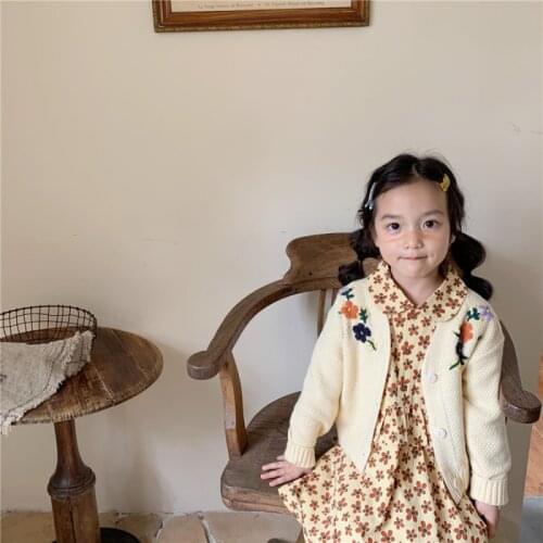 Girls Sweater Babys Coat Outwear 2021 Beautiful Plus Velvet Thicken Warm Winter Autumn Knitting Cardigan Childrens Clothing