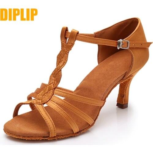 DIPLIP hot ladies Latin dance shoes adult girls ballroom dance soft tango shoes salsa ballroom high heels 5/7cm
