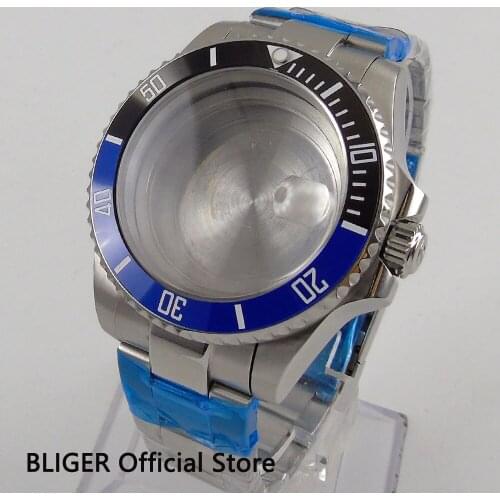 Solid 43MM BLIGER 316L Stainless Steel Ceramic Bezel Sapphire Glass Watch Case Fit For ETA 2836 Automatic Movement C112