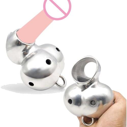 Heavy Metal Ball Stretcher Scrotum Pendant Metal Cock Ring Lock Penis Ring Stainless Steel Testicle Sleeve BDSM Gay Male Sex Toy