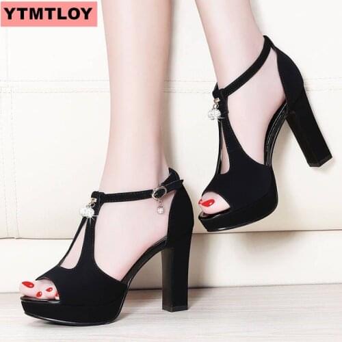 Womens high heel fish mouth sandals summer thick with high heels high heel Roman shoes ladies sexy party wedding shoes