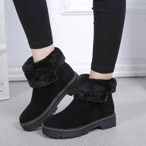 Big Size 35-43 Womens Winter Snow Boots Plus Velvet Winter Warm Cotton Women Winter Flat Boots Fur Women Boots