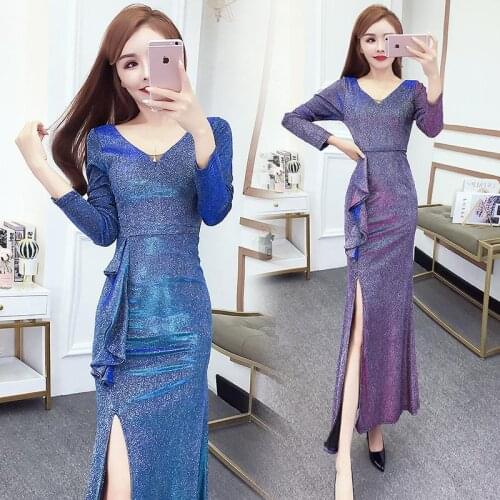 Women 2021 Spring Autumn Elegant Ruffles Casual Office Dress Female V-neck Long Sleeve Pencil Dresses Slim Bodycon Vestidos Z265